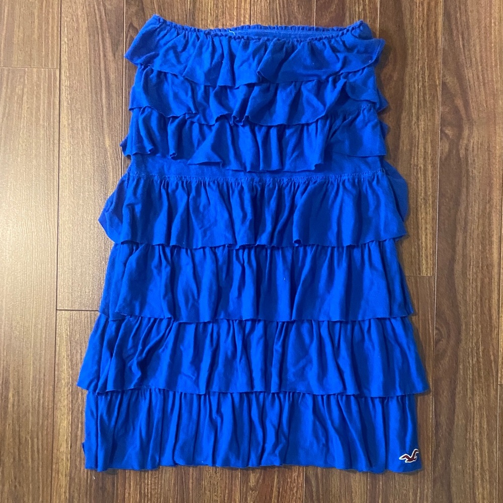 Hollister Strapless Royal Blue Tiered Dress